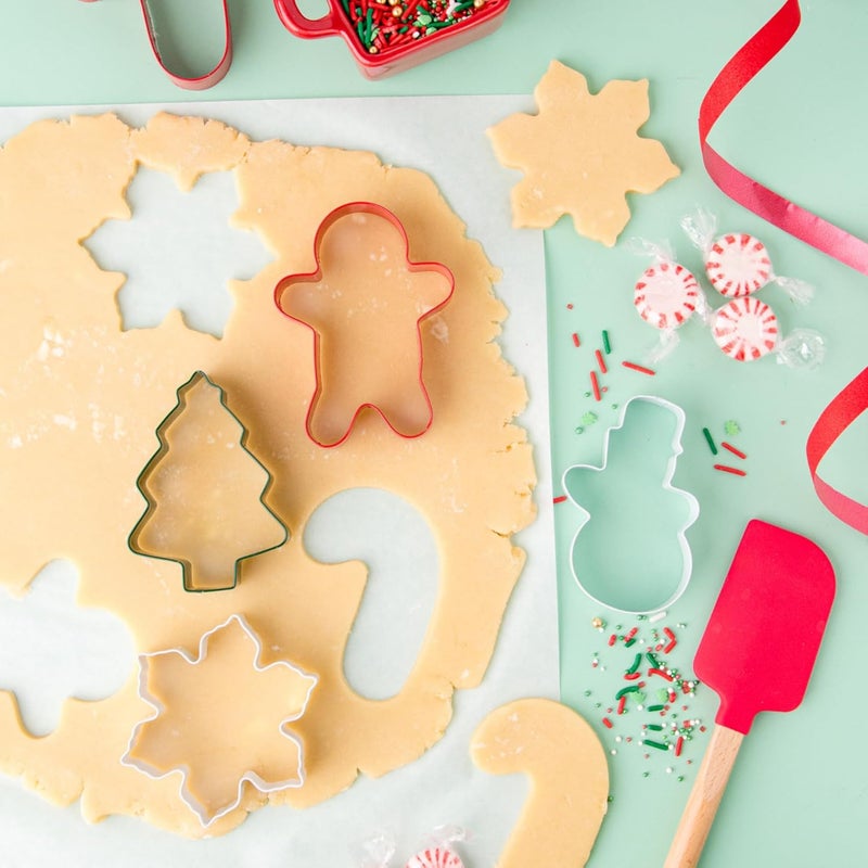 Sweets Indeed Christmas Cookie Cutters with Sprinkle Mix – 4-Pack Tree, Candy Cane, Snowflake & Gingerbread Man + 1.5 oz Red, White & Green Holiday Sprinkles - Image 4