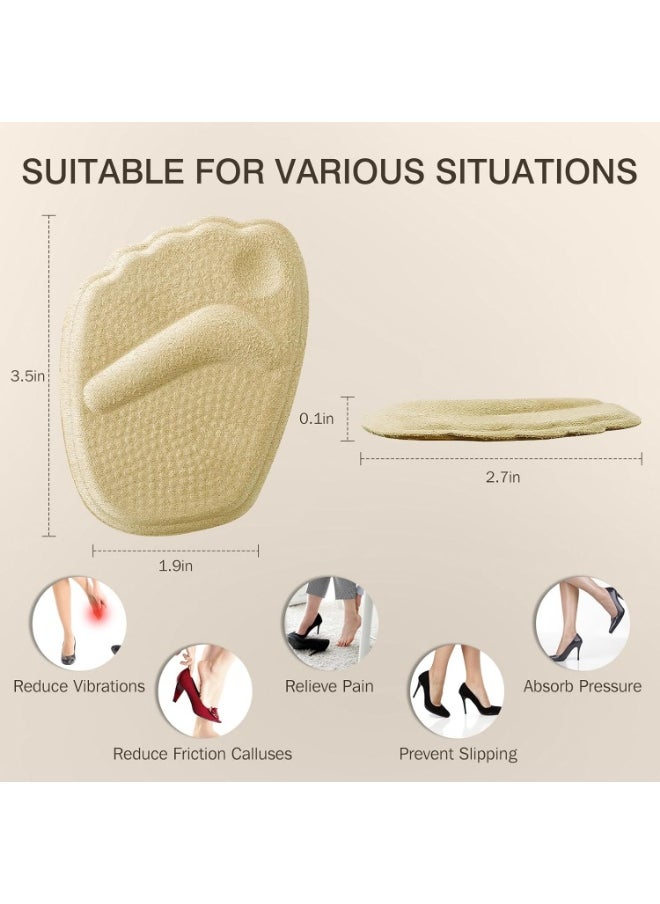 Meetion Metatarsal Pads Women, Gel Ball of Foot Cushions for Pain Relief in Shoes, Non-Slip Heel Inserts, One Size Fits All (2 Pairs, Beige)  - Image 2