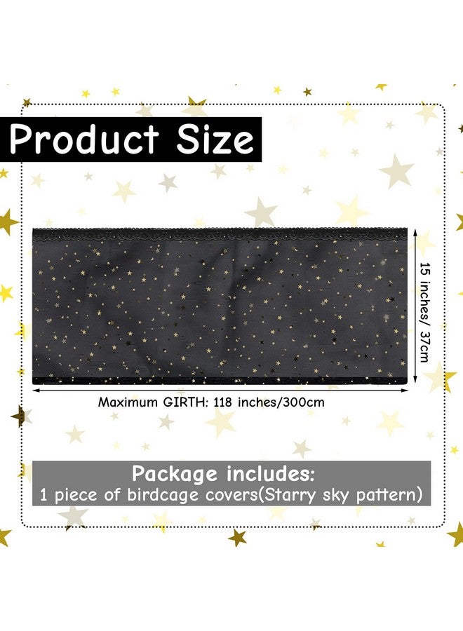 Shappy Large Bird Cage Cover Birdcage Nylon Mesh Net Cover Seed Feather Catcher Twinkle Star Universal Birdcage Cover Bird Seed Guard Skirt for Parakeet Macaw African Round Square Cage (Black, XL)  - Image 2