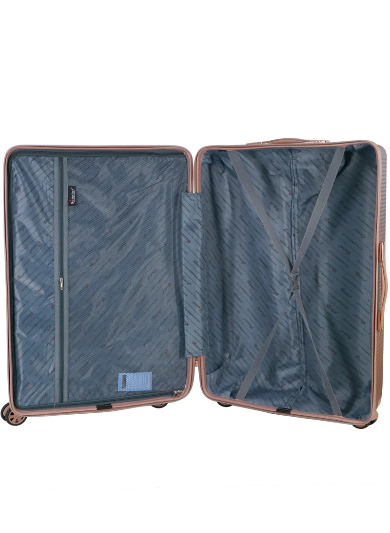 SENATOR Hard Case Trolley Luggage Set For Unisex ABS Lightweight 4 Double Wheeled Suitcase With Built In TSA Type lock A5125 Set Of 4 Rose Gold
