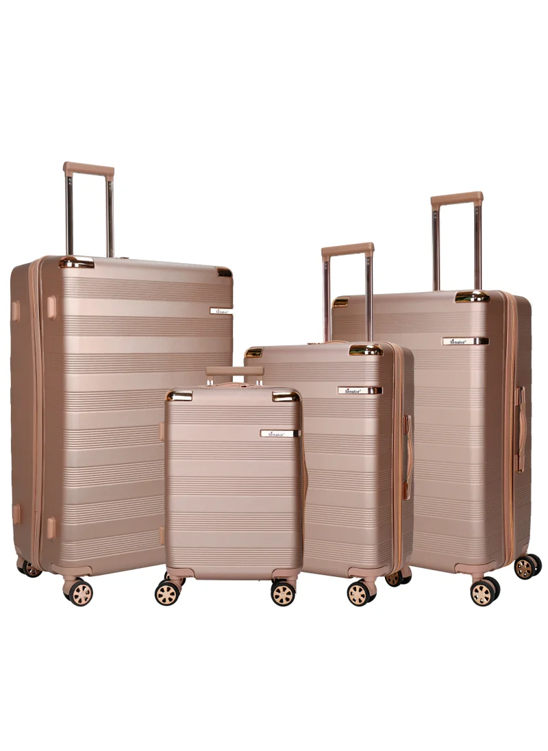 سيناتور Hard Case Trolley Luggage Set For Unisex ABS Lightweight 4 Double Wheeled Suitcase With Built In TSA Type lock A5125 Set Of 4 Rose Gold