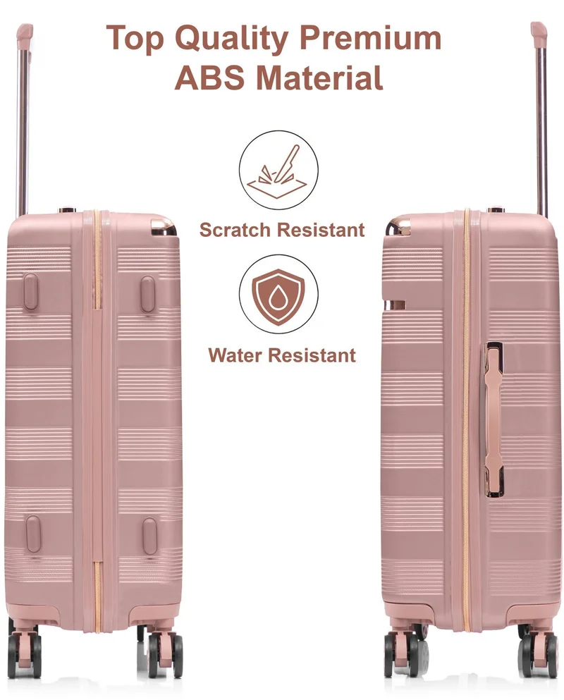 SENATOR Hard Case Trolley Luggage Set For Unisex ABS Lightweight 4 Double Wheeled Suitcase With Built In TSA Type lock A5125 Set Of 4 Rose Gold