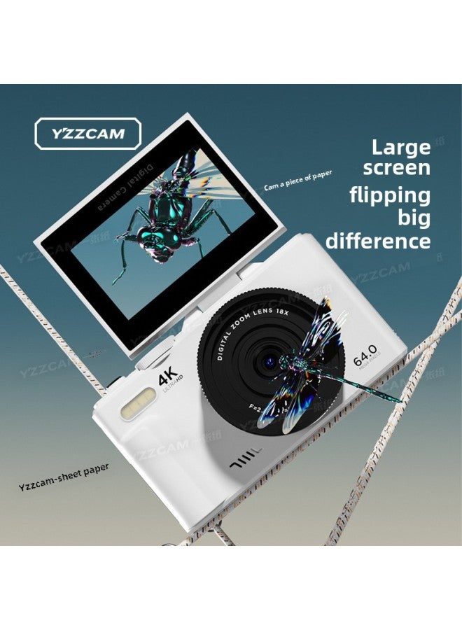 Generic Student Party Campus Flip Screen Entry-Level Micro Single High Pixel Digital Camera-Body Color:S85 White -package 2 With 32g Card  - Image 4