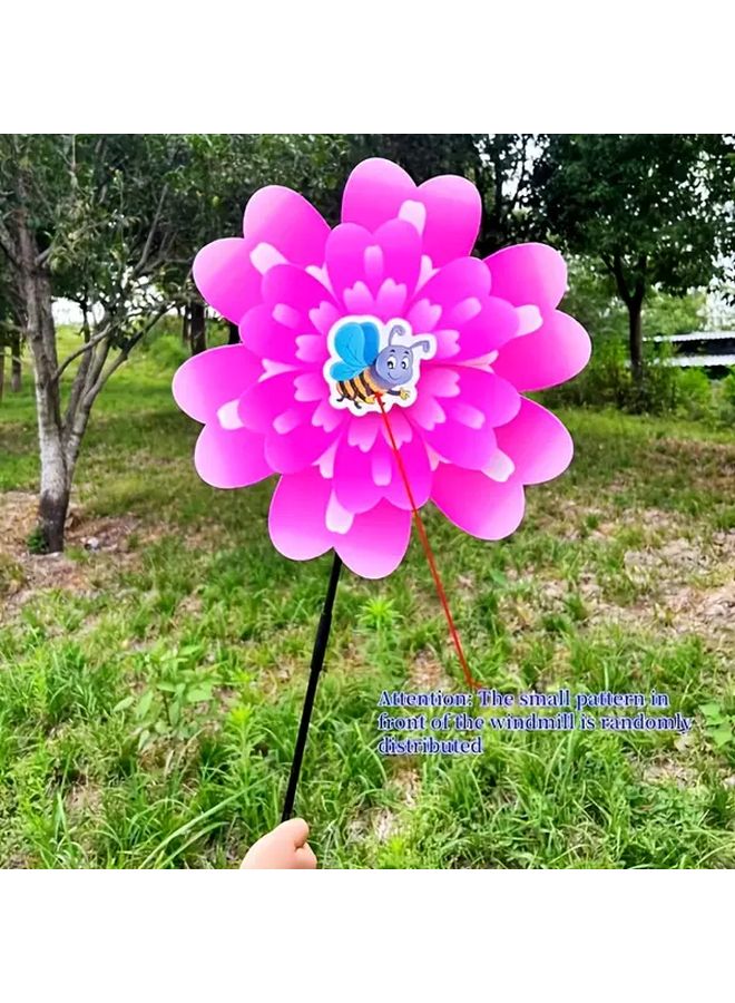 Purple Peony Flower Windmill Double Layer Outdoor Garden Decor - Image 5