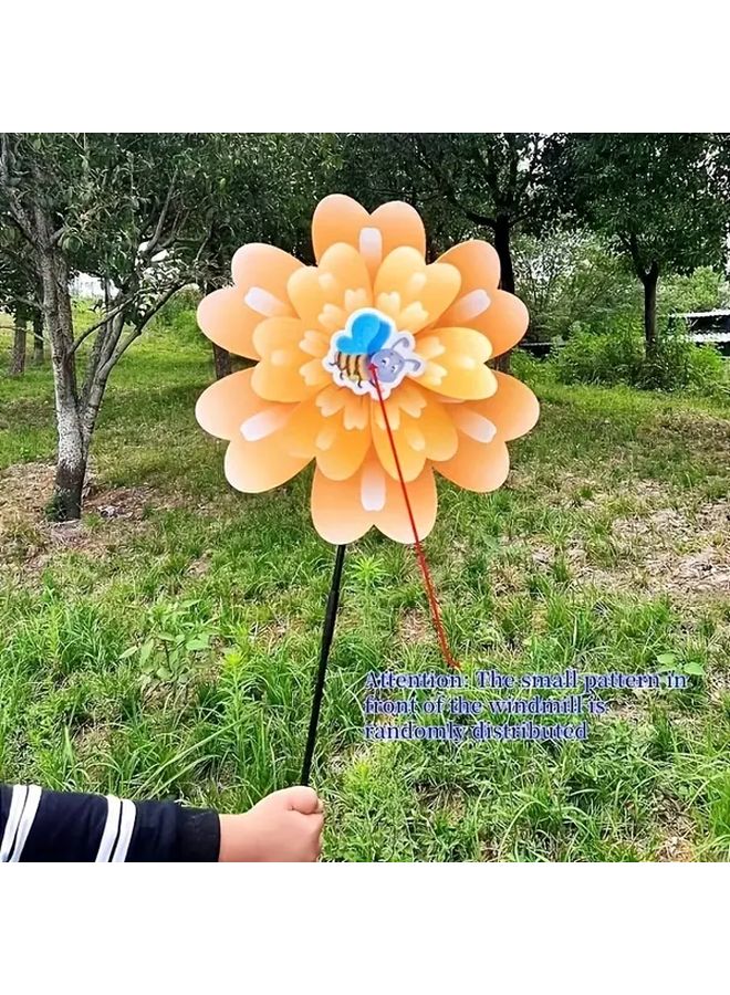 Purple Peony Flower Windmill Double Layer Outdoor Garden Decor - Image 4
