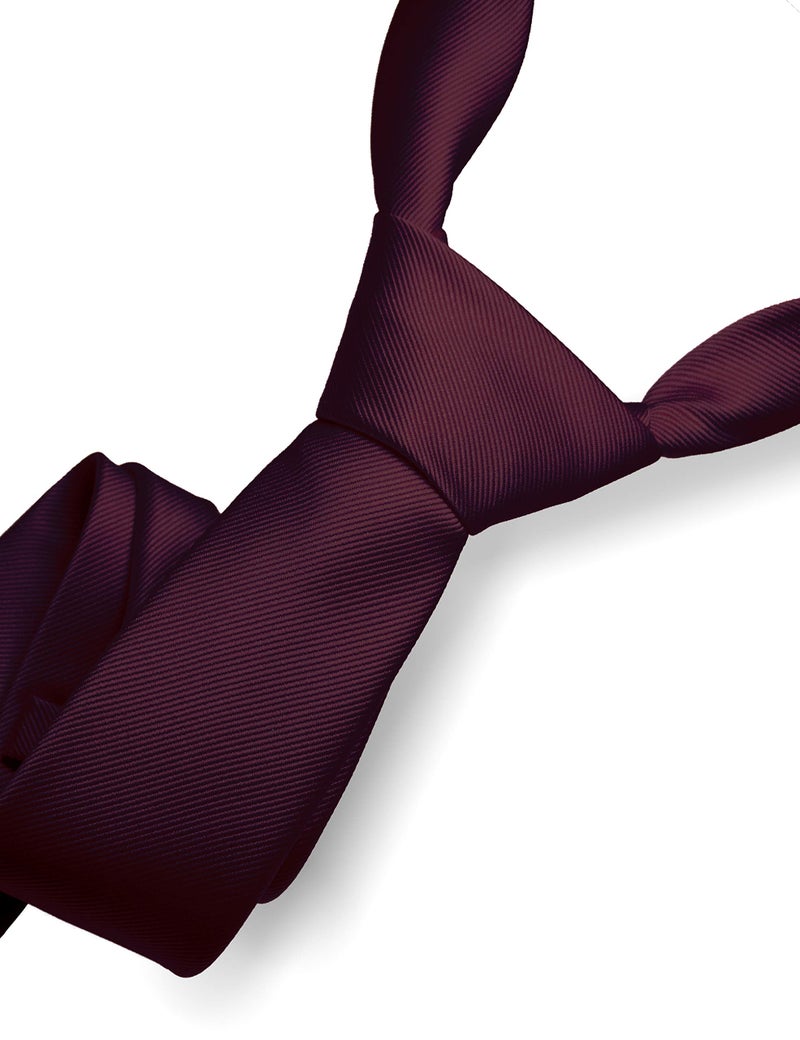 RBOCOTT Silk Maroon Tie Business Wedding Formal Necktie for Men (Maroon) - Image 2