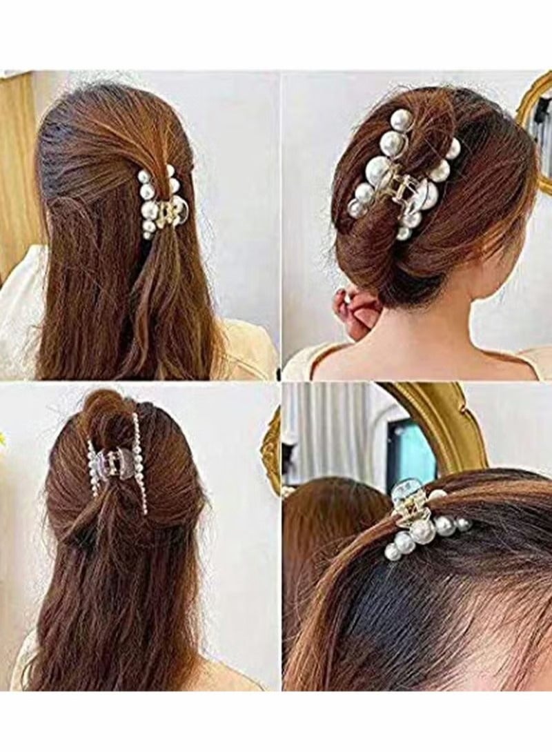 Large Pearl Hair Claw Clips White Black Thick Long Jaw Barrettes Accessories for Women and Girls Fashion Gift (5 Pcs) - Image 4