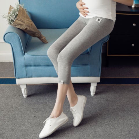 Maternity Clothing Pregnant Womens Pants Leggings Modal Capri Pants Abdominal Pants Korean-style High-stretch Pants Adjustable Pregnant Womens Pants Dark gray - Image 3