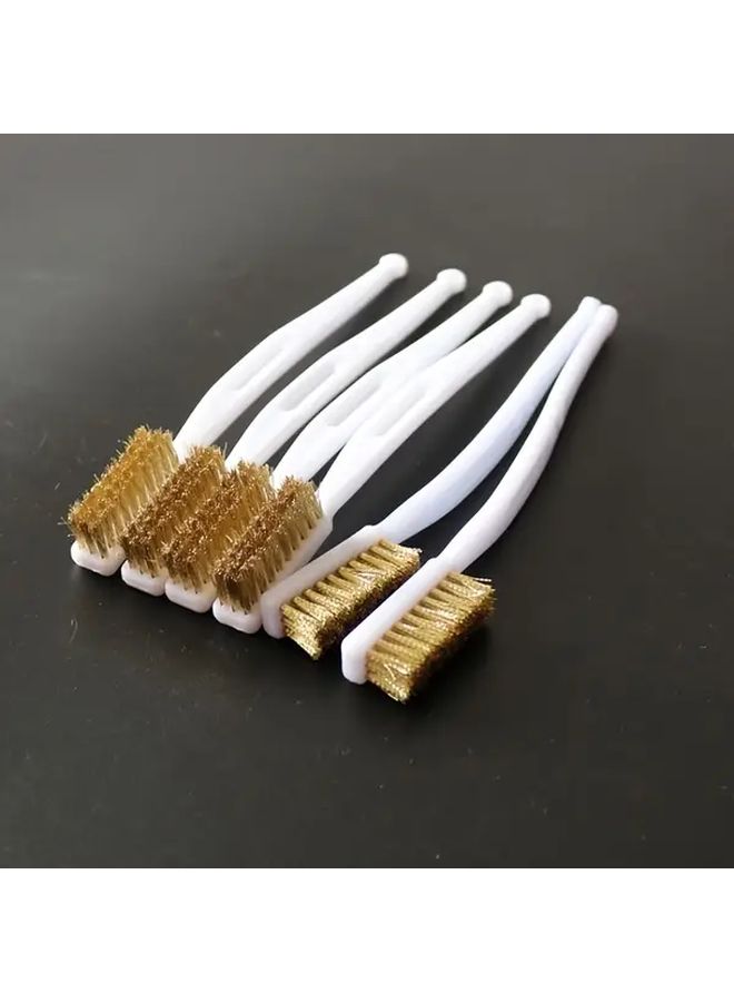 Pack Of 1 Stainless Steel Extended Copper Wire Brush With Plastic Handle Heavy Duty Rust Remover And Metal Polisher For Industrial Automotive DIY Projects Durable Cleaning Brush - Image 1