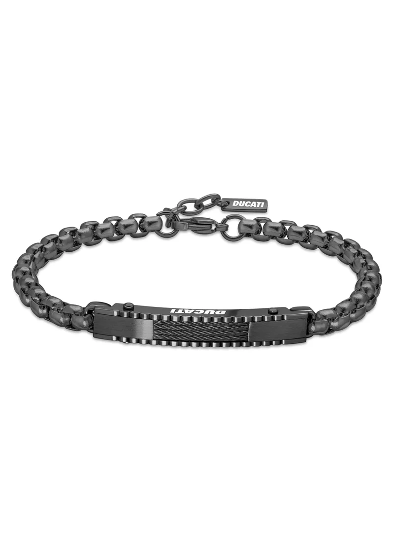 دوكاتي كورس Turbo Gun Metal Stainless Steel Gents Bracelet with Lobster Closure - 210 mm