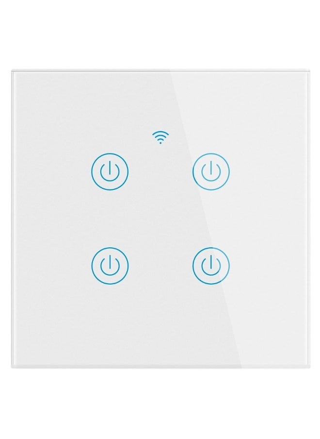 اميتيس جاردن - مفتاح إضاءة Wi-Fi ذكي متوافق مع التحكم الصوتي HomeKit مباشرة بواسطة Siri Alexa Google Assistant 4 Gang White - Image 1