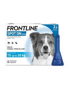 Frontline Spot On Flea and Tick Treatment for Medium Dog 10 20kg 3 Pipettes  - Image 1