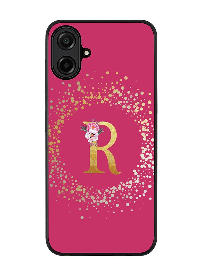 For Samsung Galaxy A07 4G Case,Slim fit Camera Protection, Shockproof Thin Phone cover  - Custom Monogram Floral - R ( Deep Pink )