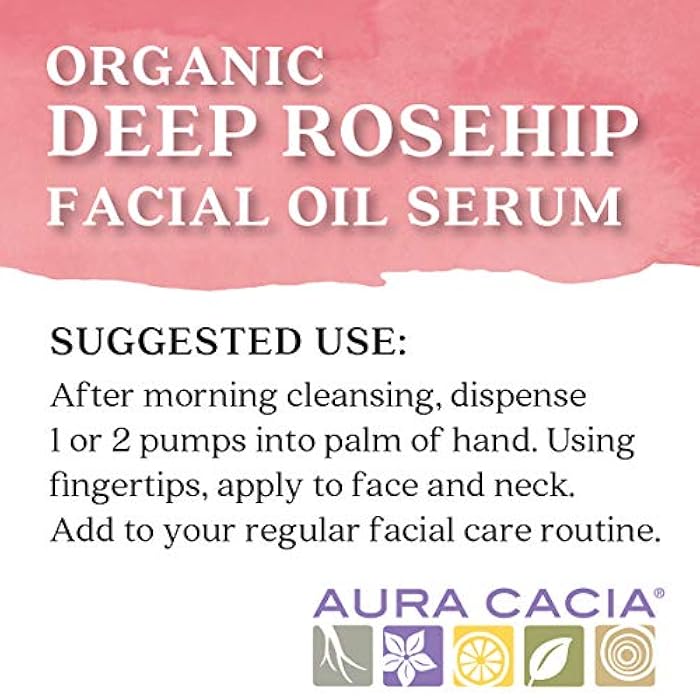 Aura Cacia Organic Deep Rosehip Facial Serum, 1-Ounce, Soothing, Moisture-Preserving Oil, Pure, Free From Synthetic Additives - Image 2