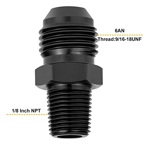 Breezliy محول موصل مستقيم من بريزلي 6AN ذكر إلى 1/8 NPT أنبوب ألومنيوم أسود 2PCS - Image 2