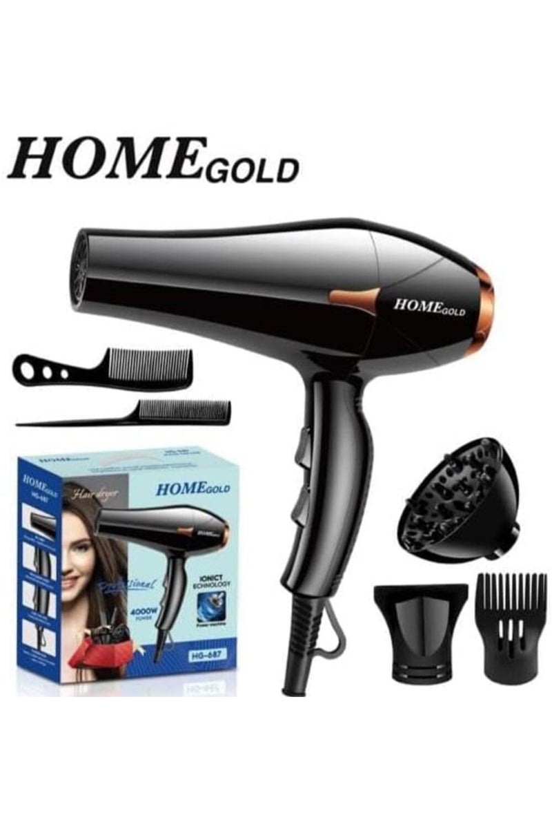 Home Gold HG-687 Professional Hair Dryer 4000 Watts, Multiple Heat Settings - Image 1