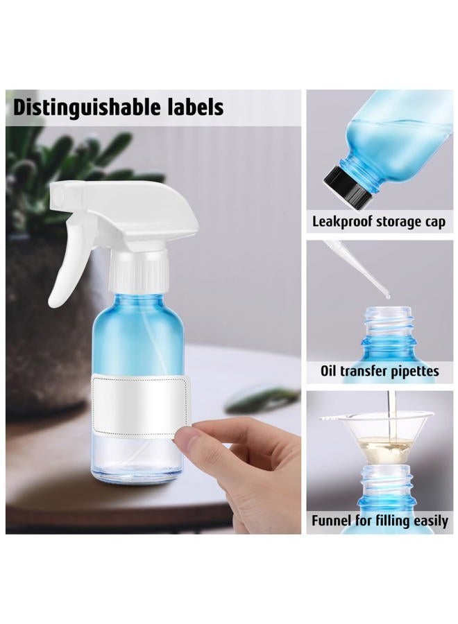 Tecohouse Glass Spray Bottles 4 oz, 2 Pack Spray Bottles for Hair Empty Refillable Fine Mist Sprayer with Labels, Funnel, Pipettes Blue - Image 5