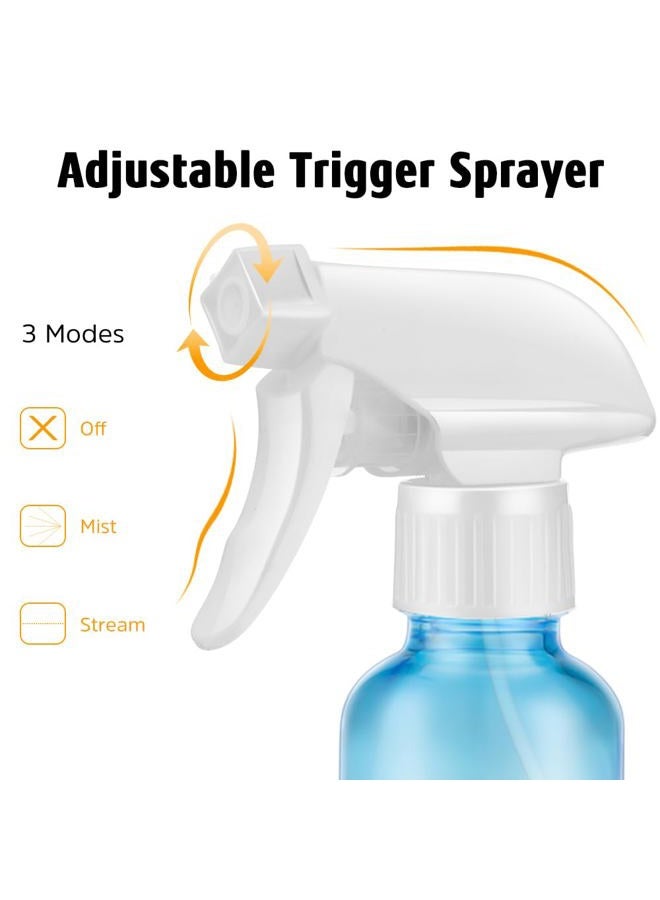 Tecohouse Glass Spray Bottles 4 oz, 2 Pack Spray Bottles for Hair Empty Refillable Fine Mist Sprayer with Labels, Funnel, Pipettes Blue - Image 2