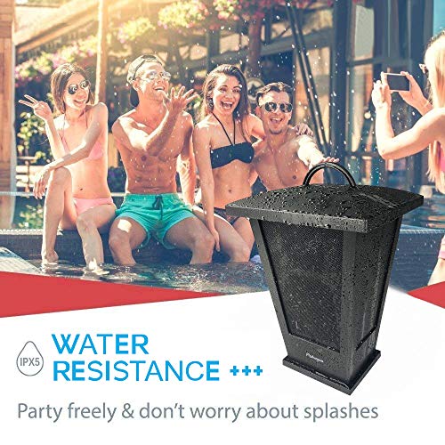 pohopa Bluetooth Speaker Waterproof, Portable Outdoor Wireless Speaker with LED Strip Lights Around, Support 2 or More Speakers 5.8Ghz Pairing Sync Shared Audio,Lantern Design Black - Image 3