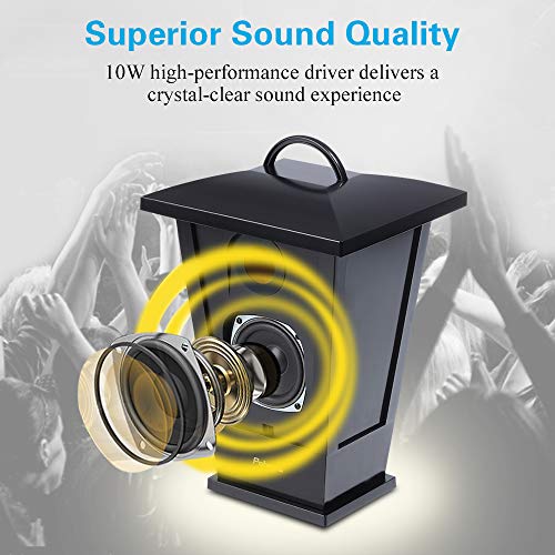 pohopa Bluetooth Speaker Waterproof, Portable Outdoor Wireless Speaker with LED Strip Lights Around, Support 2 or More Speakers 5.8Ghz Pairing Sync Shared Audio,Lantern Design Black - Image 2