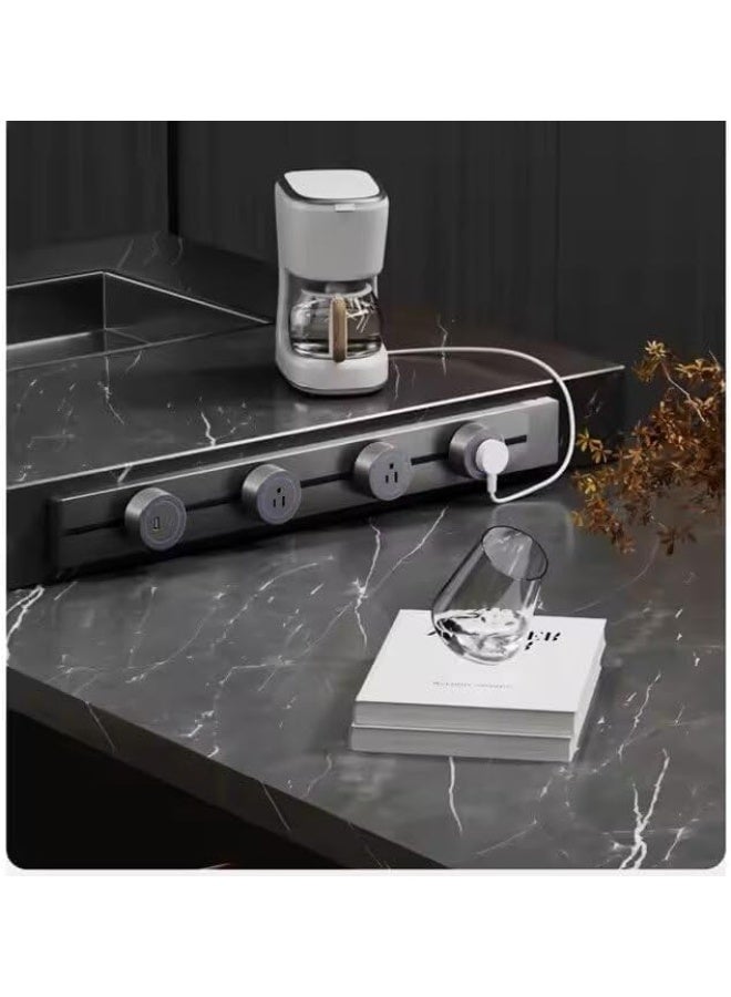 Magnetic Metal Power Strip, Grey, Universal Socket Design - 60 CM - Image 2