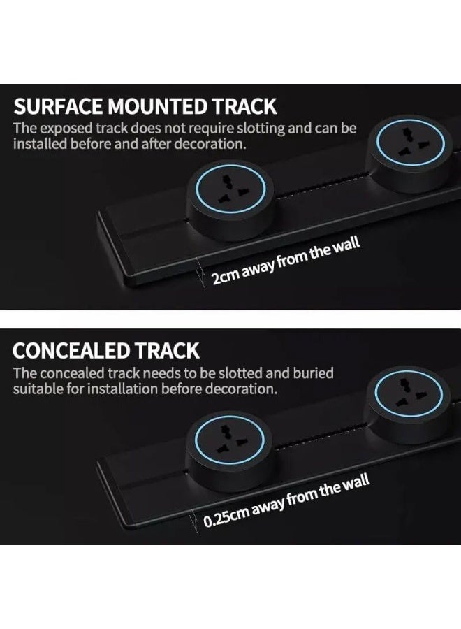 Magnetic Metal Power Strip, Grey, Universal Socket Design - 60 CM - Image 3