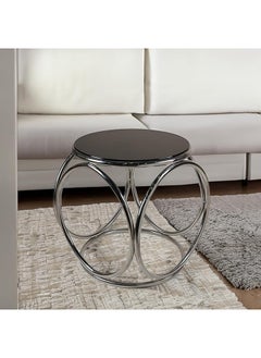 RIGID Stainless Steel Round Table with Glass Top  60x54x54cm  - Image 1