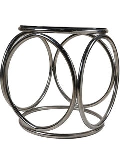 RIGID Stainless Steel Round Table with Glass Top  60x54x54cm  - Image 2