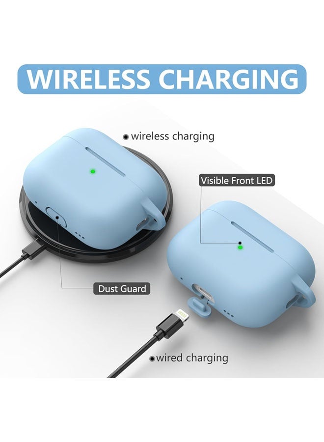 SJet Soft Silicone Protective Case Cover for AirPods Pro 3 2025 with Cleaner Kit and Keychain(Sky Blue) - Image 5