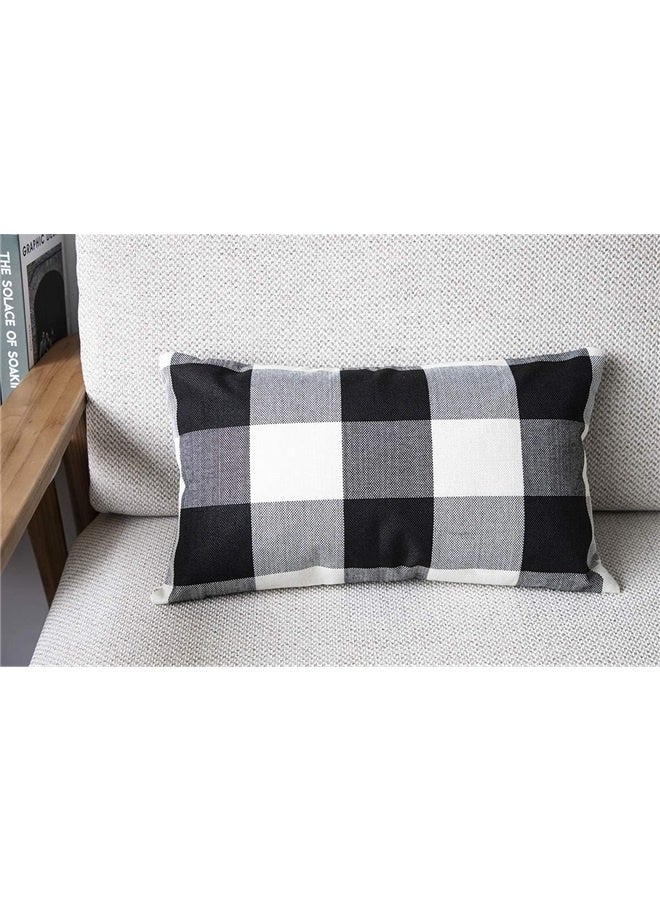 Generic Set of 2 Buffalo Check Plaid Pillow Covers Farmhouse Rustic Pillow Cases, Cotton Linen Throw Pillow Covers Cushion - Image 5