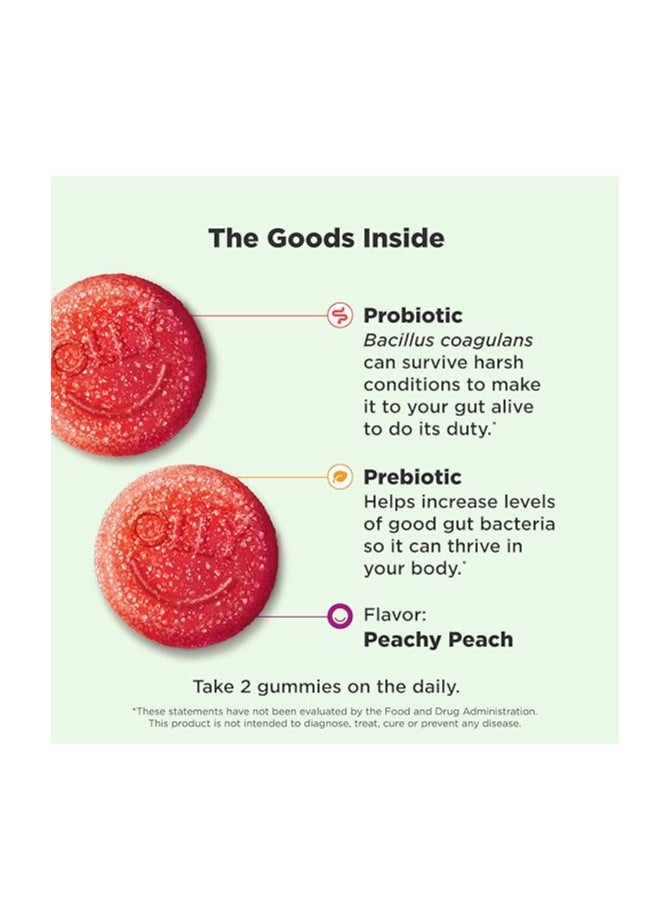 OLLY - Probiotic + Prebiotic Gummy Digestive Support And Gut Health 500 Million Cfus Fiber Adult Chewable Supplement For Men And Women Peach 30 Day Supply 30 Count - Image 1