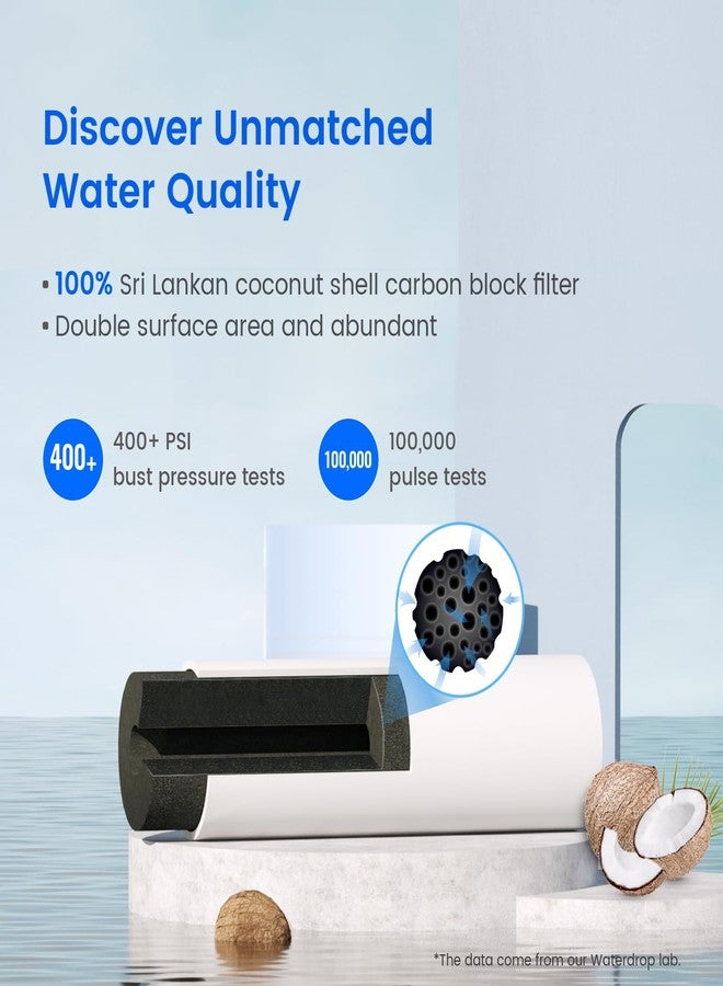 ووتر دروب فلتر مياه الثلاجة Waterdrop EDR4RXD1 متوافق مع فلتر EveryDrop 4، وWhirlpool UKF8001، و4396395، وMaytag UKF8001AXX-200، وUKF8001AXX-750، وWD-F07، عبوة من فلترين - Image 5