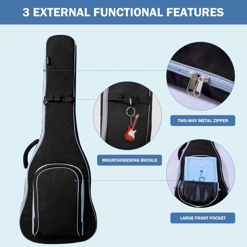 PPOPPO 39/40 Inch Electric Guitar Gig Bag & Soft Case with Neck Strap,7mm Thick Padding+Waterproof Nylon Exterior,Backpack Style Guitar Bag with Dual Adjustable Shoulder Straps&Padded Side Handle,Grey - Image 5