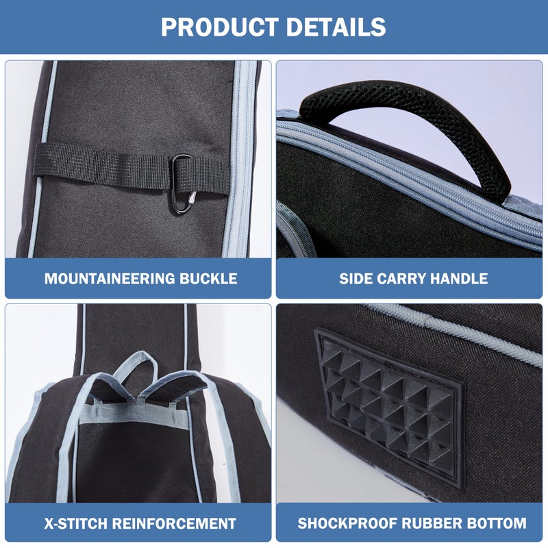 PPOPPO 39/40 Inch Electric Guitar Gig Bag & Soft Case with Neck Strap,7mm Thick Padding+Waterproof Nylon Exterior,Backpack Style Guitar Bag with Dual Adjustable Shoulder Straps&Padded Side Handle,Grey - Image 4