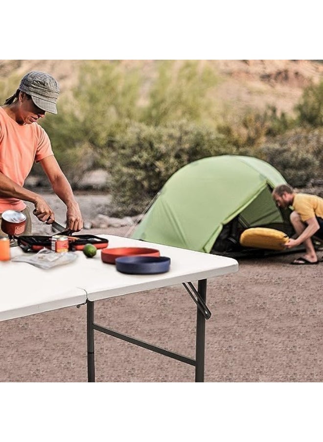 GO2CAMPS GO2CAMPS Foldable Camping Table, Lightweight Trestle Outdoor Camping Table, Heavy Duty Plastic Folding Picnic Table, BBQ Party, Festival, Event Table, Folds in Half with Carry Handle, White (122×60×75cm)  - Image 2