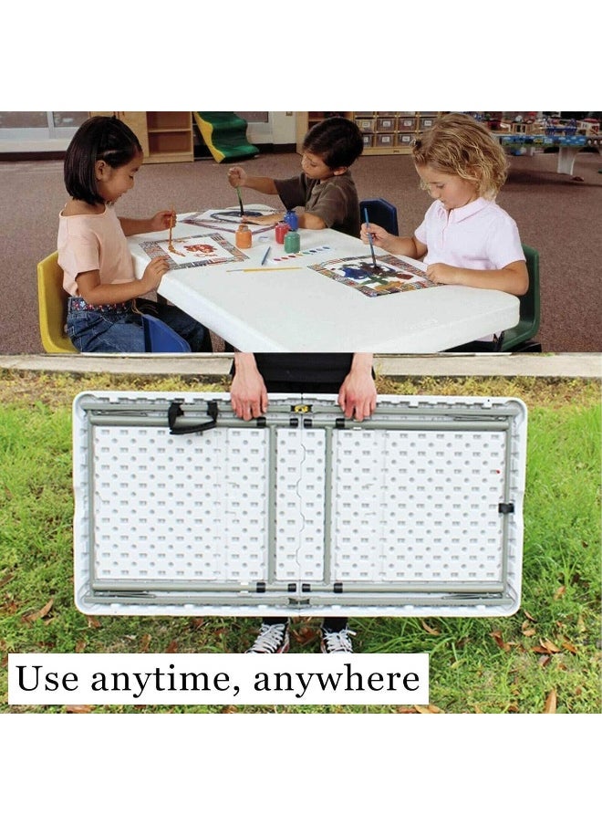 GO2CAMPS GO2CAMPS Foldable Camping Table, Lightweight Trestle Outdoor Camping Table, Heavy Duty Plastic Folding Picnic Table, BBQ Party, Festival, Event Table, Folds in Half with Carry Handle, White (122×60×75cm)  - Image 4