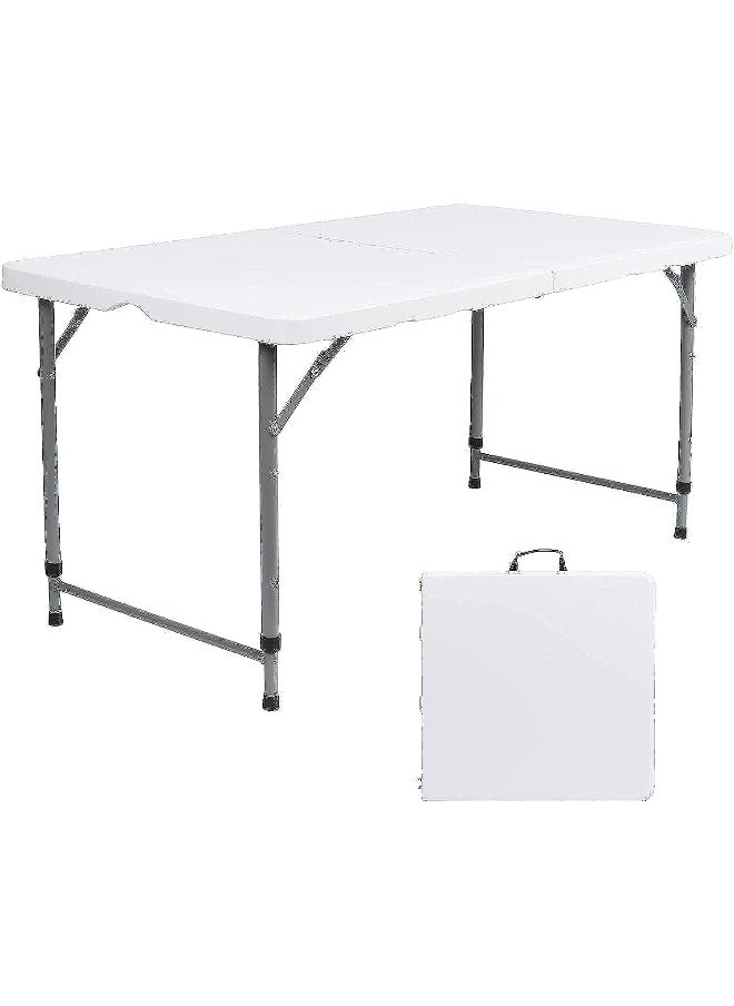 GO2CAMPS GO2CAMPS Foldable Camping Table, Lightweight Trestle Outdoor Camping Table, Heavy Duty Plastic Folding Picnic Table, BBQ Party, Festival, Event Table, Folds in Half with Carry Handle, White (122×60×75cm)  - Image 1