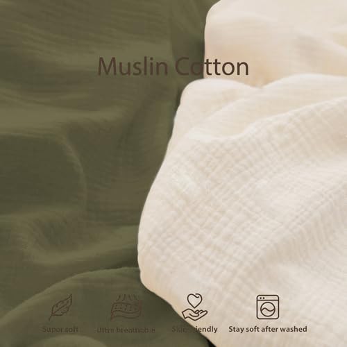 guruixu Muslin Baby Lounger Cover 2 Pack, 100% Cotton Infant Lounger Cover, Soft & Breathable Replacement Slipcover, Compatible with Snuggle Me Newborn Lounger (Olive,Olive Check) - Image 2