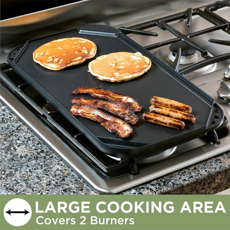 Ecolution Reversible Grill/Griddle Pan, Non-Stick, Dishwasher Safe, Double Burner Family Griddle Grill Pan Cookware, Cast Aluminum, 19.5-Inch x 11-Inch - Image 4