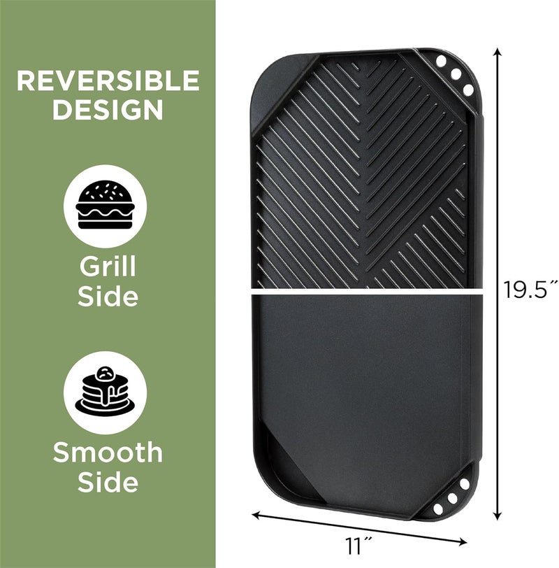 Ecolution Reversible Grill/Griddle Pan, Non-Stick, Dishwasher Safe, Double Burner Family Griddle Grill Pan Cookware, Cast Aluminum, 19.5-Inch x 11-Inch - Image 3