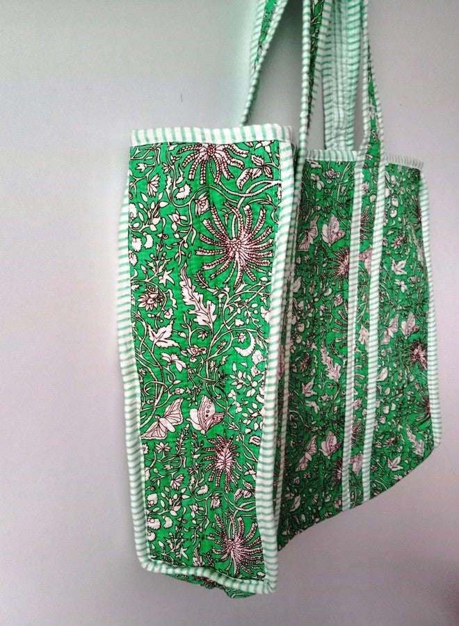 REGMESS Handmade Quilted Tote Bag Market bag beautiful flowers prints bags pockets Bridesmaid tote bag | Capsule Wardrobe | Wedding, Graduation Gift (18 x18 x 7 Inch, color-3) - Image 5