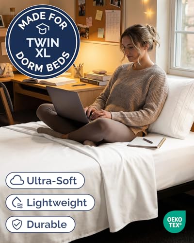 CGK Unlimited Twin XL Size 3 Piece Sheet Set Comfy Breathable Cooling Sheets Hotel Luxury Bed Sheets for Women Men Deep Pocket EasyFit Extra Soft and Wrinkle Free Antique White OekoTex Bed Sheets - Image 3
