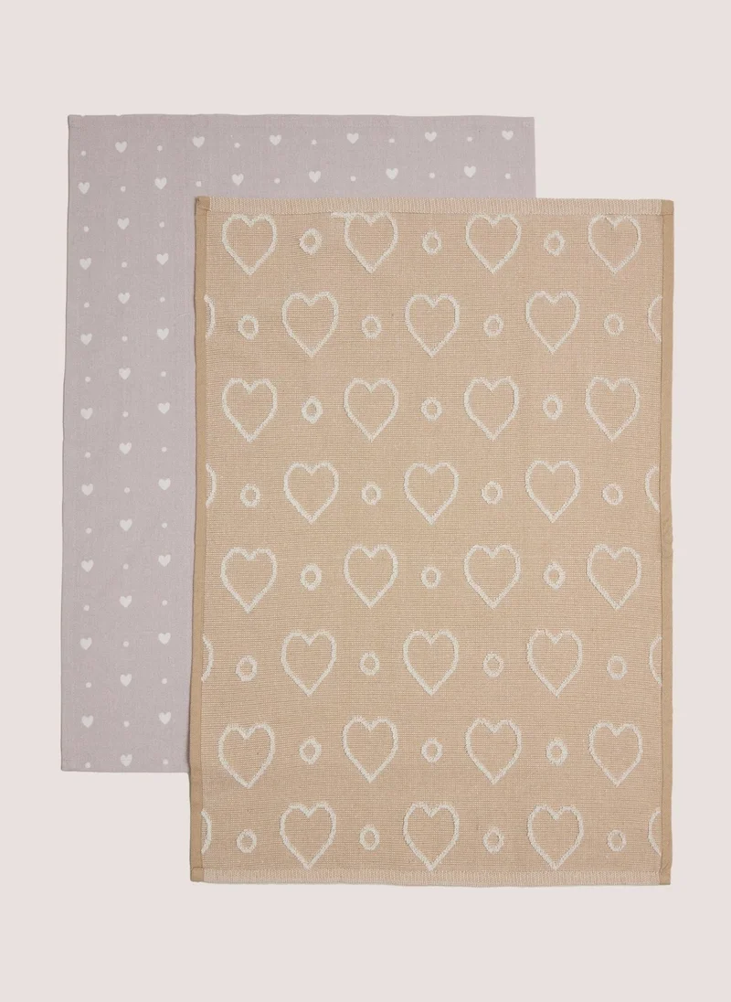ماتلان 2 Pack Neutral Heart Tea Towels Grey