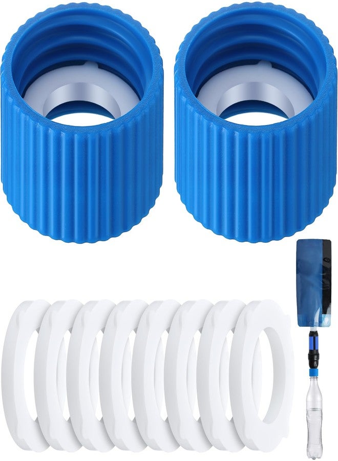 Enhon Water Filter Coupling Kit, Compatible with 28mm External Threaded Water Filters and Standard Plastic Bottles, 2 Filtration Cleaning Couplings with 10 Gasket Seals for Hiking Camping - Image 1