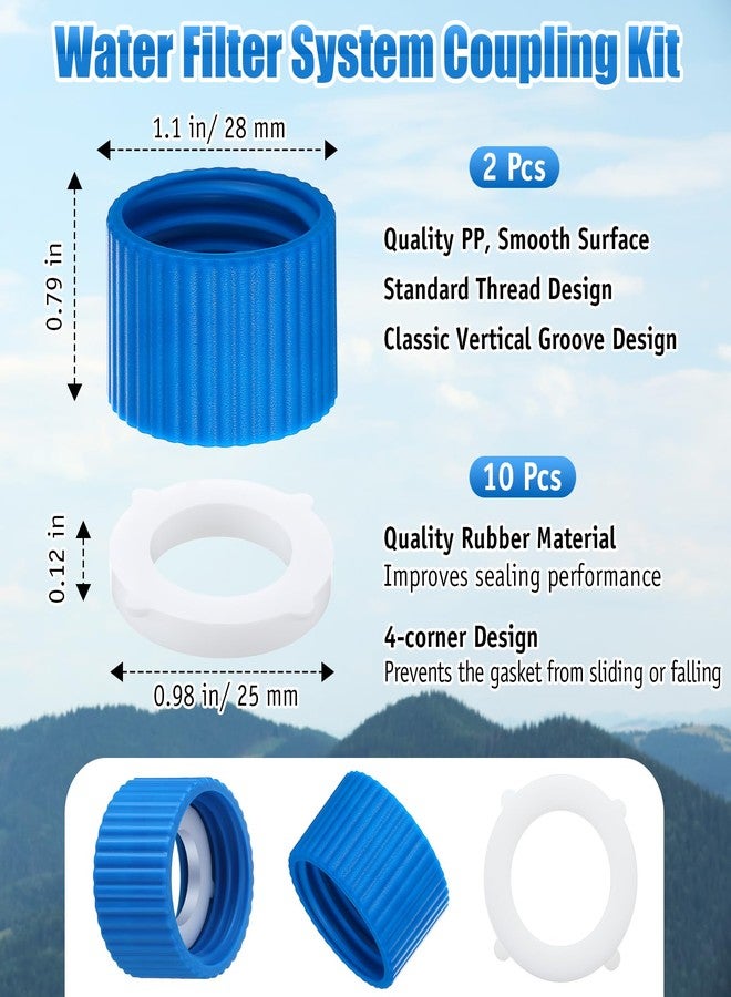 Enhon Water Filter Coupling Kit, Compatible with 28mm External Threaded Water Filters and Standard Plastic Bottles, 2 Filtration Cleaning Couplings with 10 Gasket Seals for Hiking Camping - Image 3