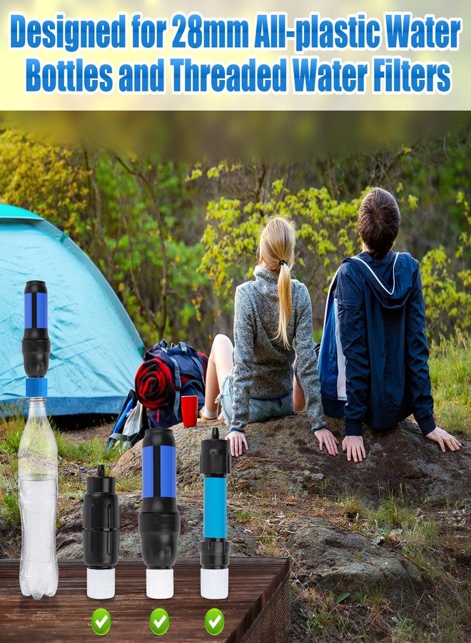 Enhon Water Filter Coupling Kit, Compatible with 28mm External Threaded Water Filters and Standard Plastic Bottles, 2 Filtration Cleaning Couplings with 10 Gasket Seals for Hiking Camping - Image 2