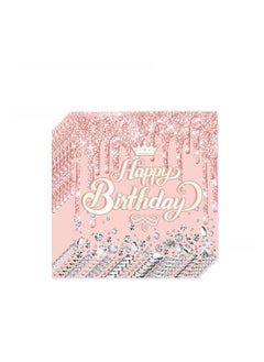 Pink Lotus Rose Gold Diamond Party Tableware Set Paper Towel 20p-Pink Diamond Birthday