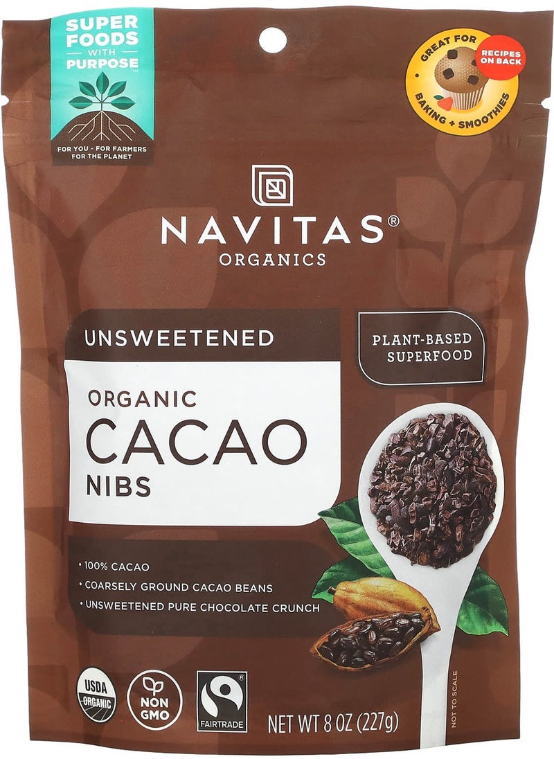 Navitas Organics Organic Cacao Nibs, Unsweetened, 8 oz (227 g) 