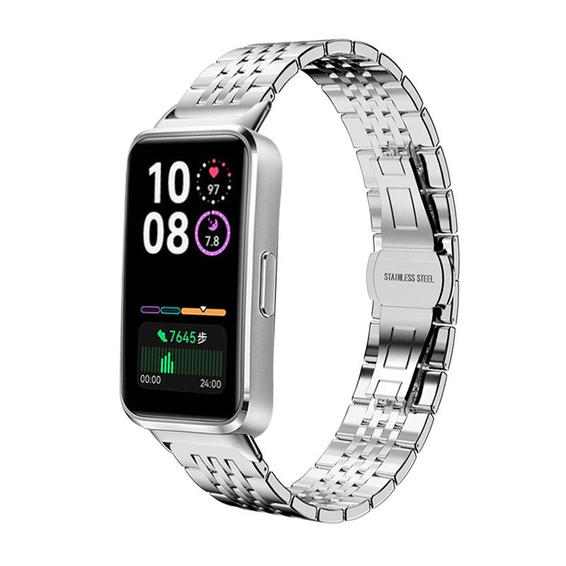 erorex For Huawei Band 10 / 9 / 8 14Mm Seven-Bead Solid Stainless Steel Watch Band(Silver) - Image 1