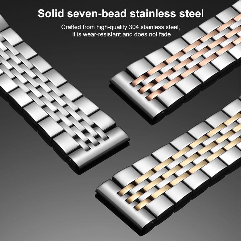 erorex For Huawei Band 10 / 9 / 8 14Mm Seven-Bead Solid Stainless Steel Watch Band(Silver) - Image 3